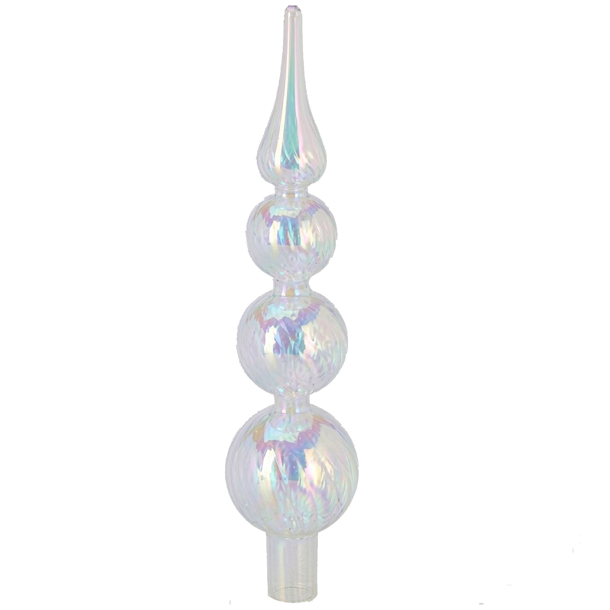 Cimier de sapin de noël en verre iridescent 6x6x28cm, WADIGA