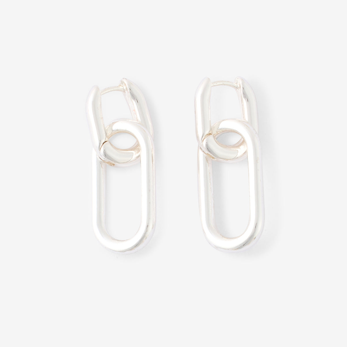 Boucles d'oreilles anneaux rectangulaires argentés, BALABOOSTE
