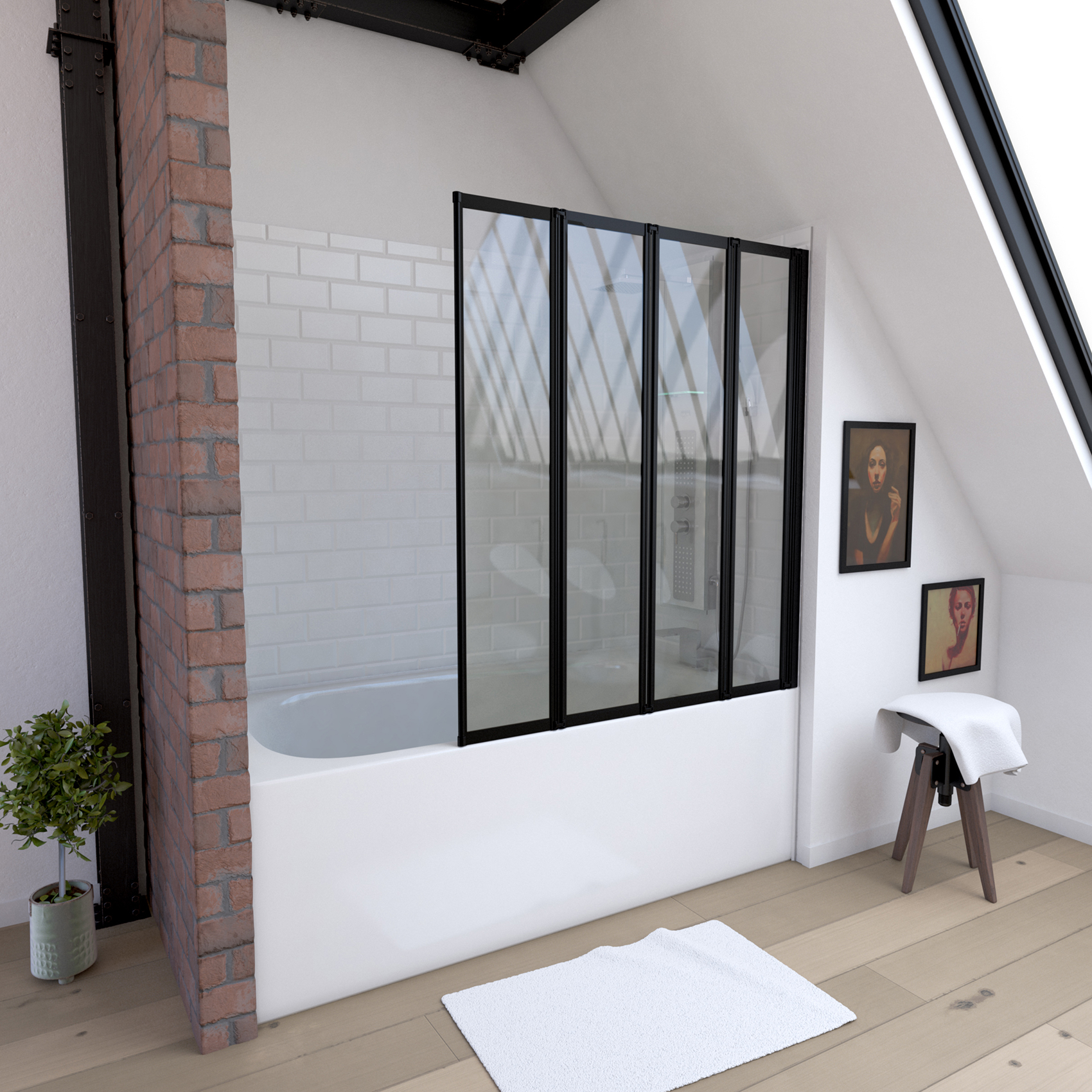 Pare baignoire quatro black, HOME MAISON
