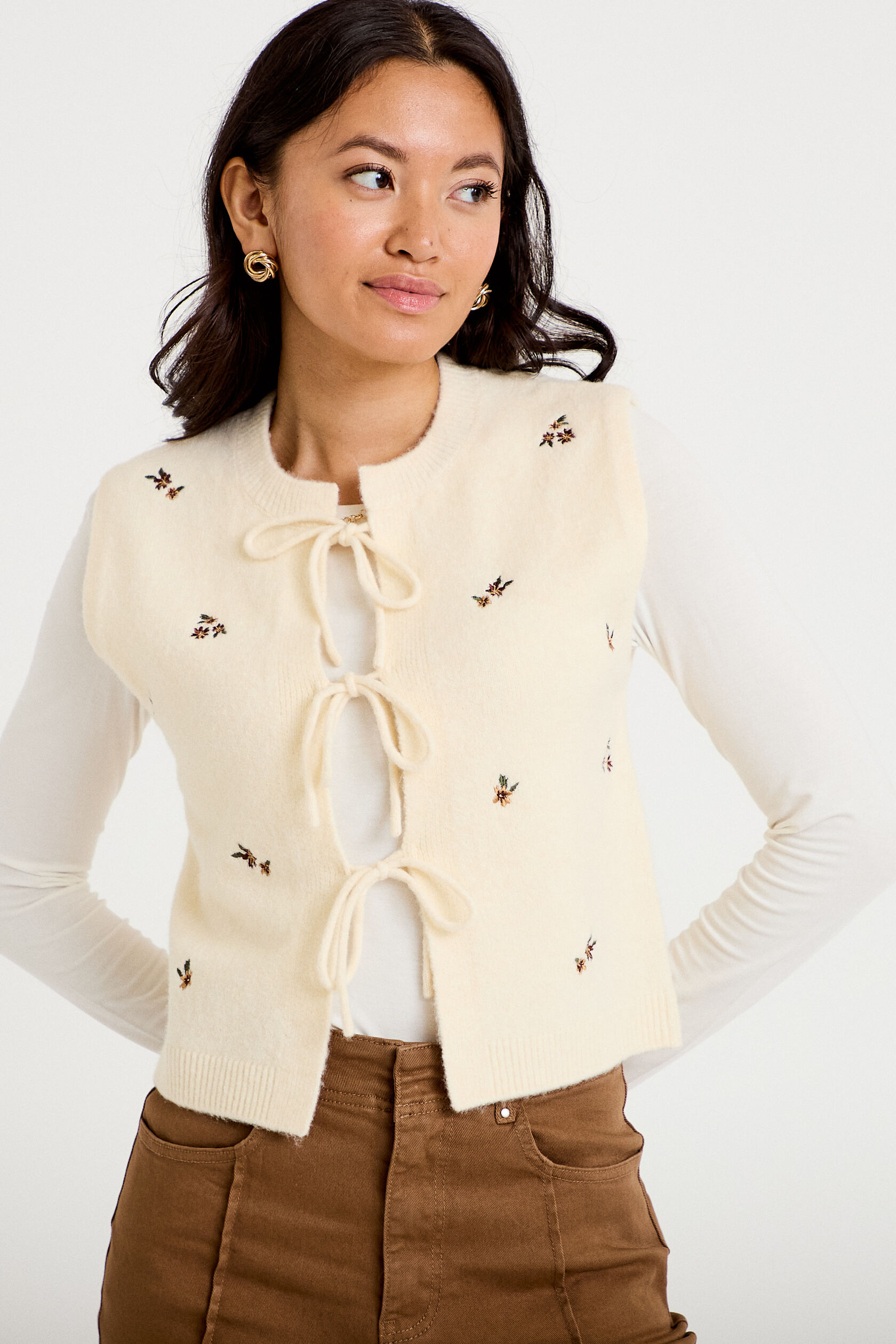 Gilet sans manches broderie, CACHE CACHE
