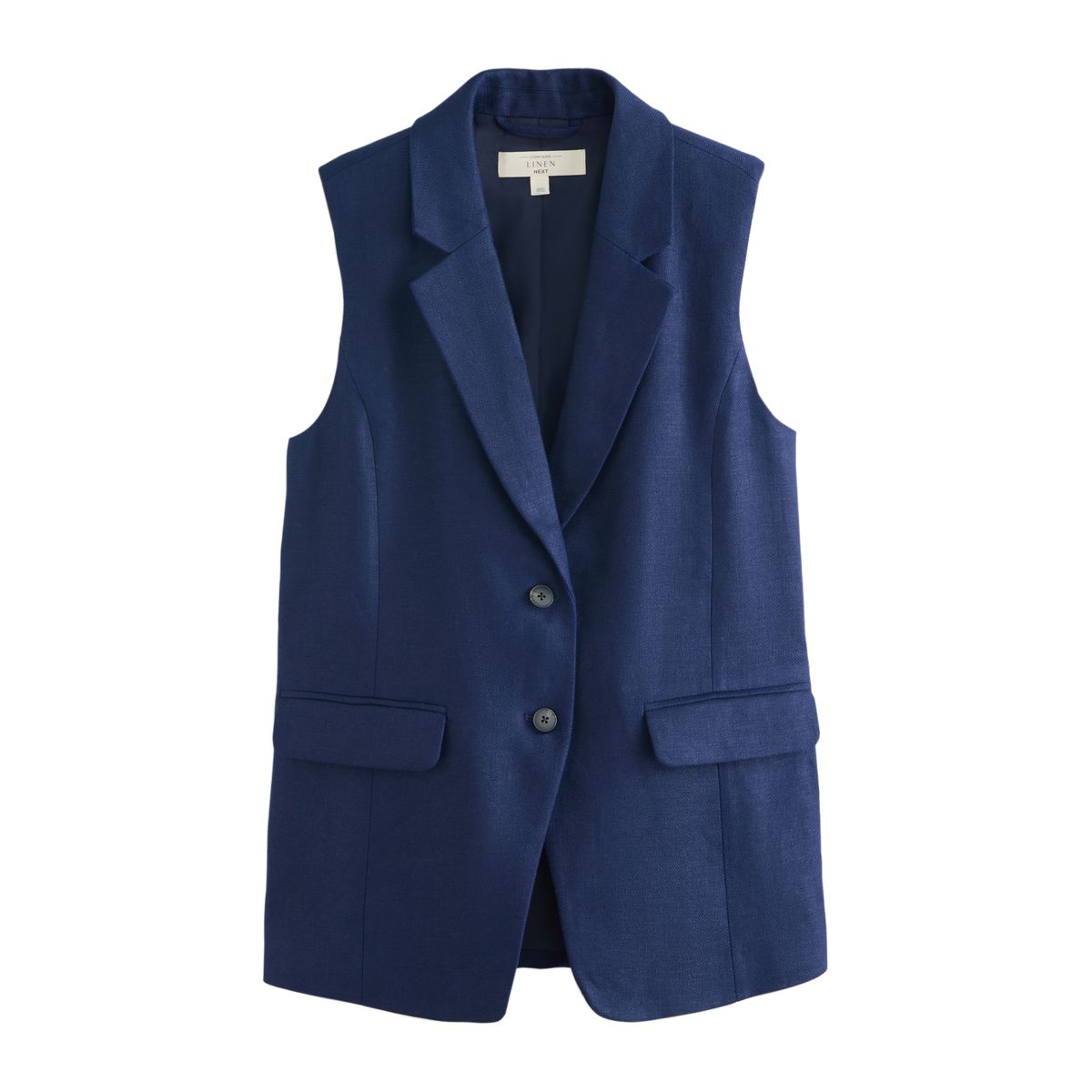 Blazer long sans manches en lin majoritaire, NEXT