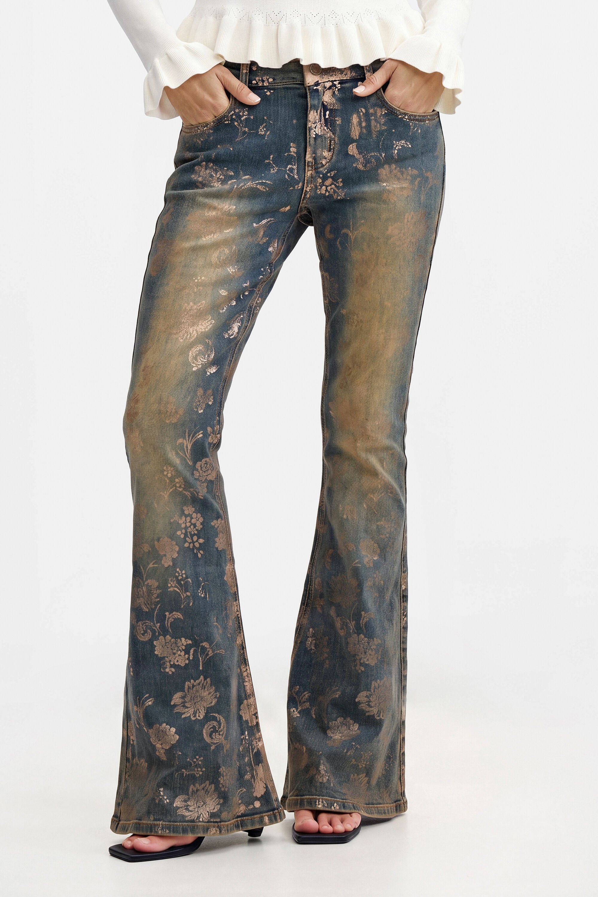 Pantalon jean flare effet brillant, DESIGUAL