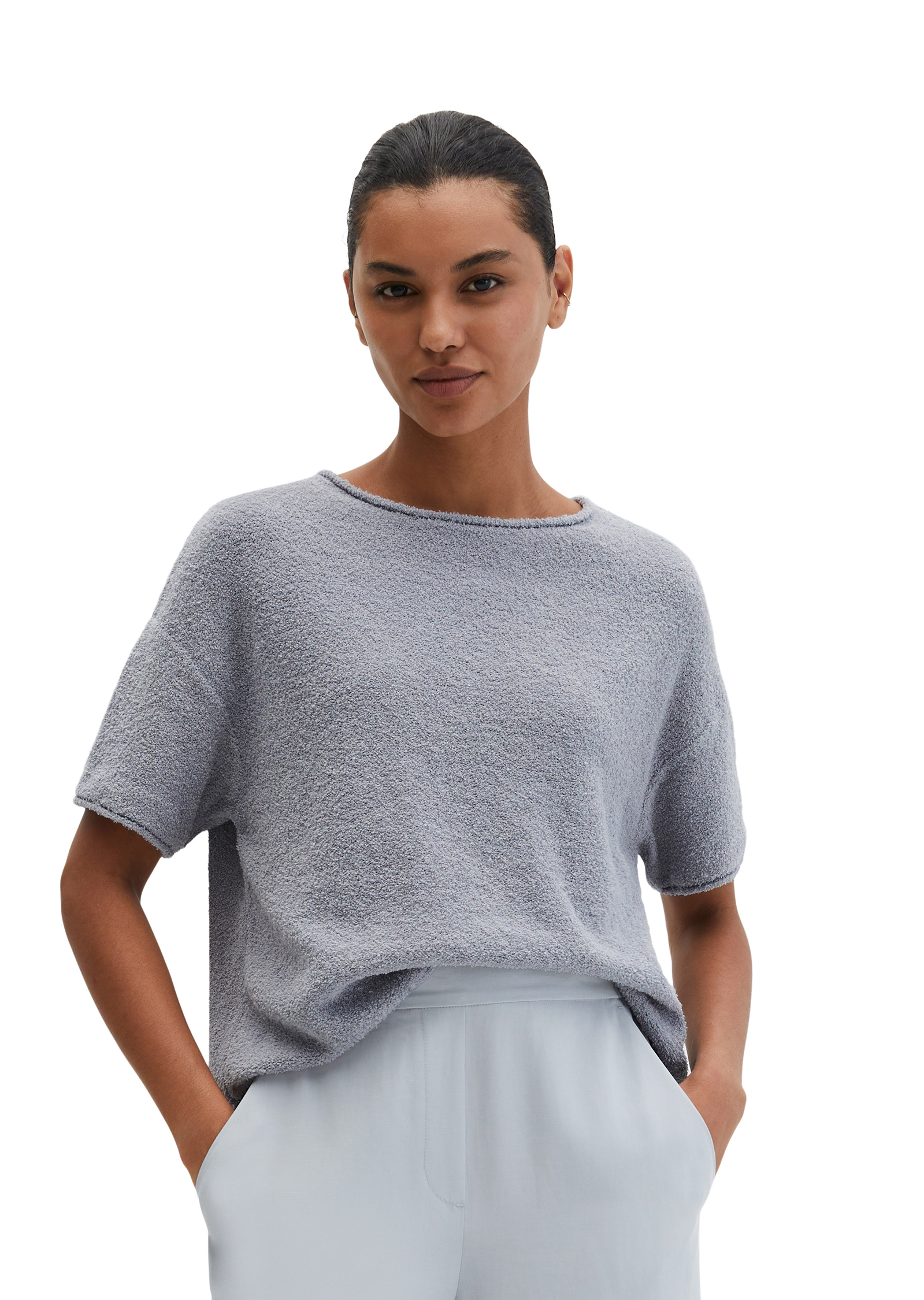Pull à manches courtes oversize en fil bouclé, MARC O'POLO