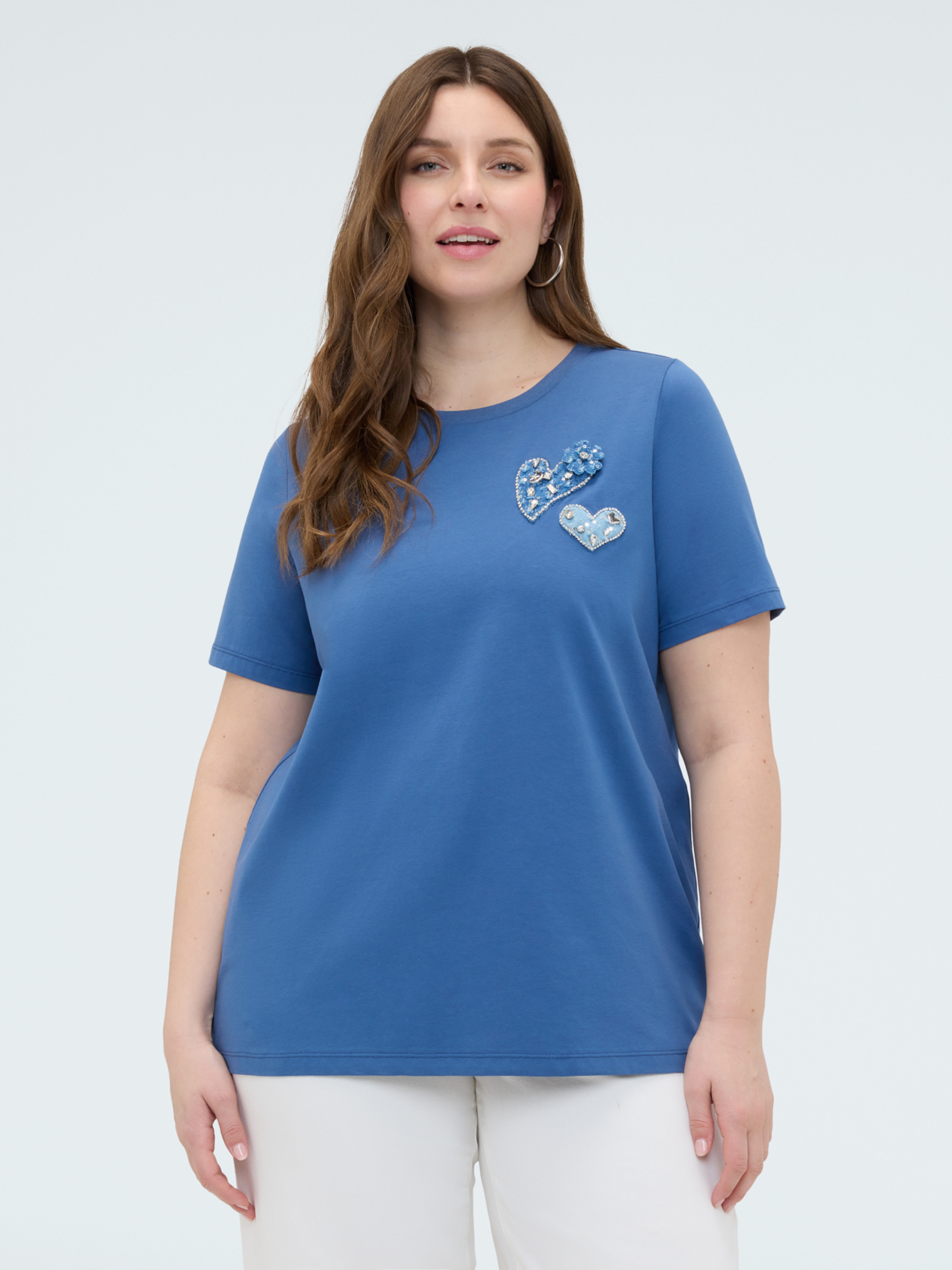 T-shirt avec cœurs et strass, FIORELLA RUBINO