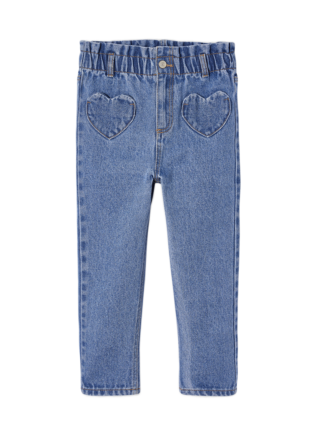 VERTBAUDET Pantalon Paperbag Fille Poches Cœur Vert Sauge 3A - Style Confort Et Fantaisie