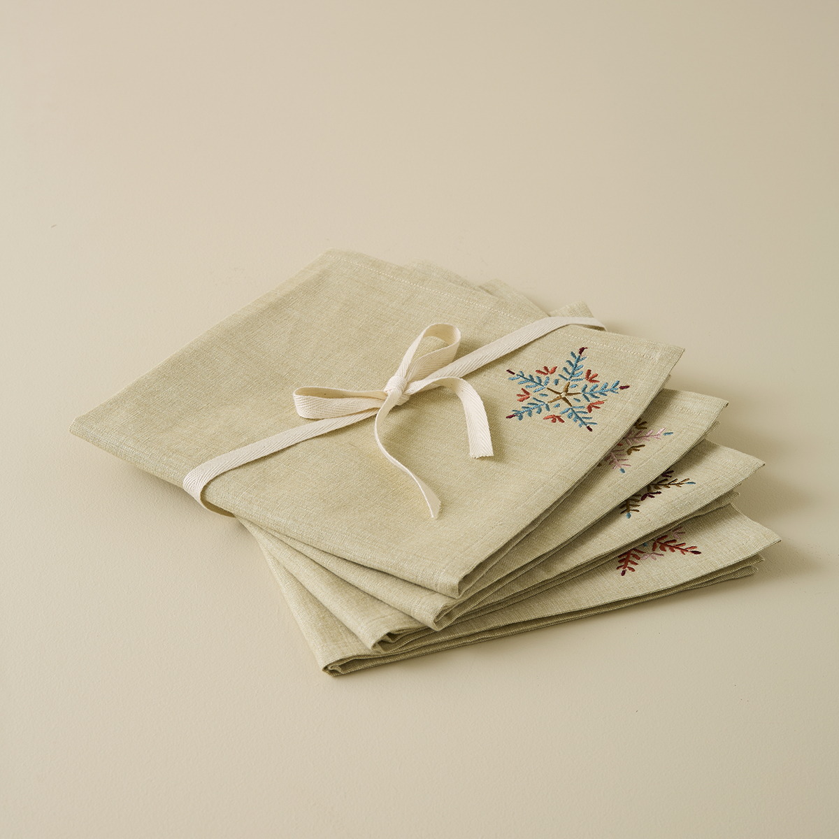 Lot de 4 serviettes de table FLOCONS, SYLVIE THIRIEZ