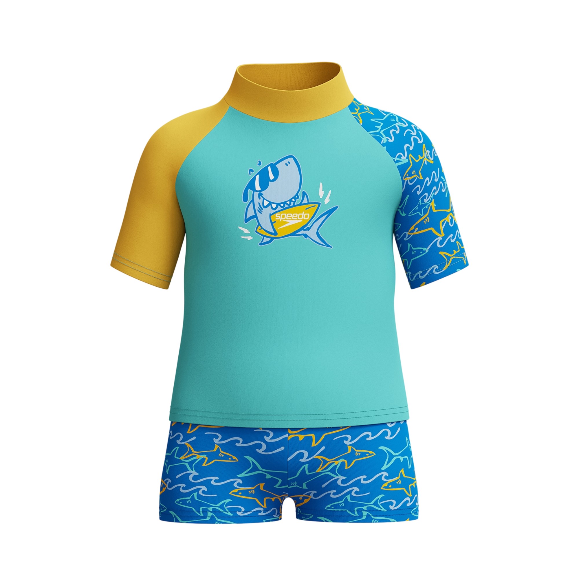 Ensemble de bain anti-irritation manches courtes motif/style requin, SPEEDO