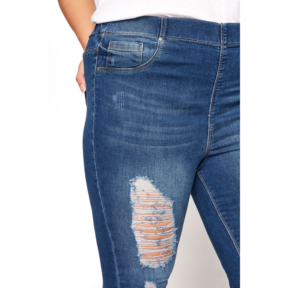 Jegging 3/4 délavé effet usé La Redoute Femme Vêtements Pantalons & Jeans Jeans Jeggings 