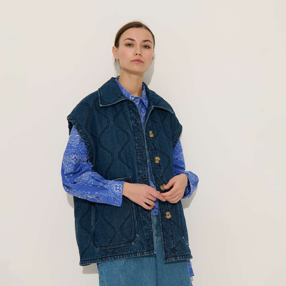 Blouson sans manches matelassé boutonné coton PARVATI, BENSIMON