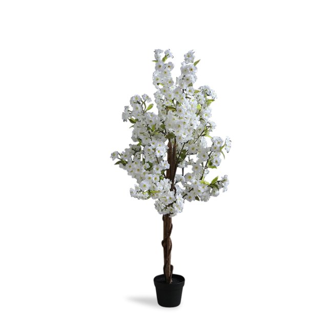 120cm Artificial White Cherry Blossom Tree, white, SO'HOME
