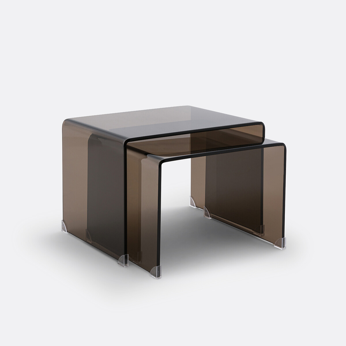 Lot de 2 tables basses gigognes verre trempé, Joan