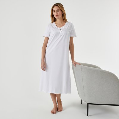 Cotton Nightdress with Broderie Anglaise Details ANNE WEYBURN
