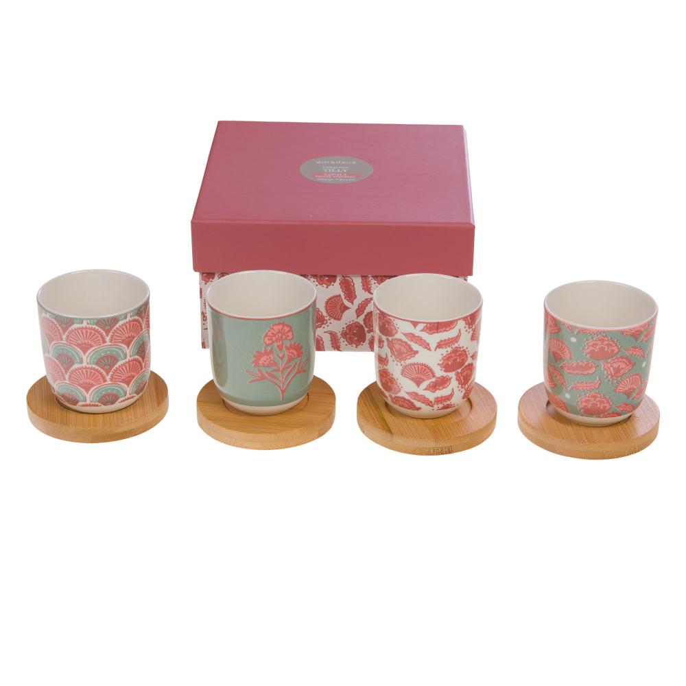 Coffret de 4 tasses expresso - Petite Fleur - Bleu Orage - Céramique - Sézane