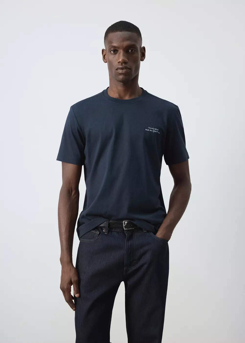 T-shirt 100 % coton texte, MANGO MAN