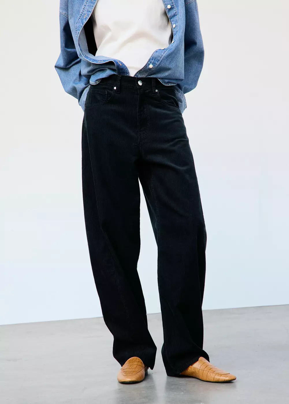 Pantalon ballon en velours côtelé, MANGO