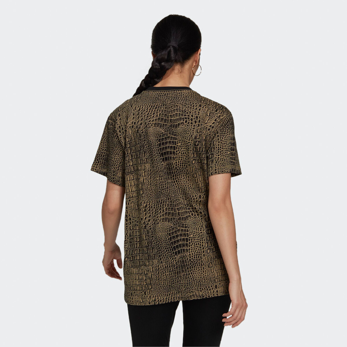 Animal print cotton t-shirt with short sleeves and crew neck , black, Adidas  Originals | La Redoute