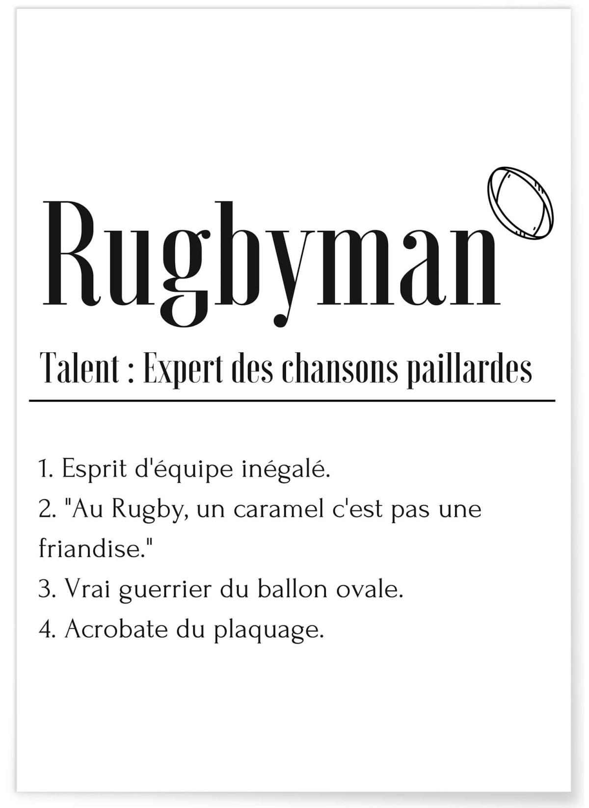 Affiche Définition Rugbyman, L'AFFICHERIE