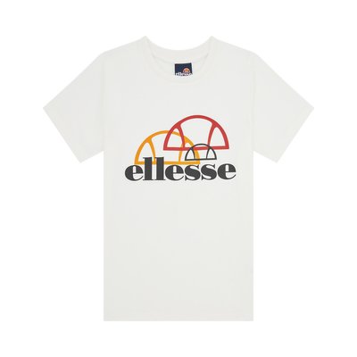 Logo Print Cotton T-Shirt with Short Sleeves ELLESSE