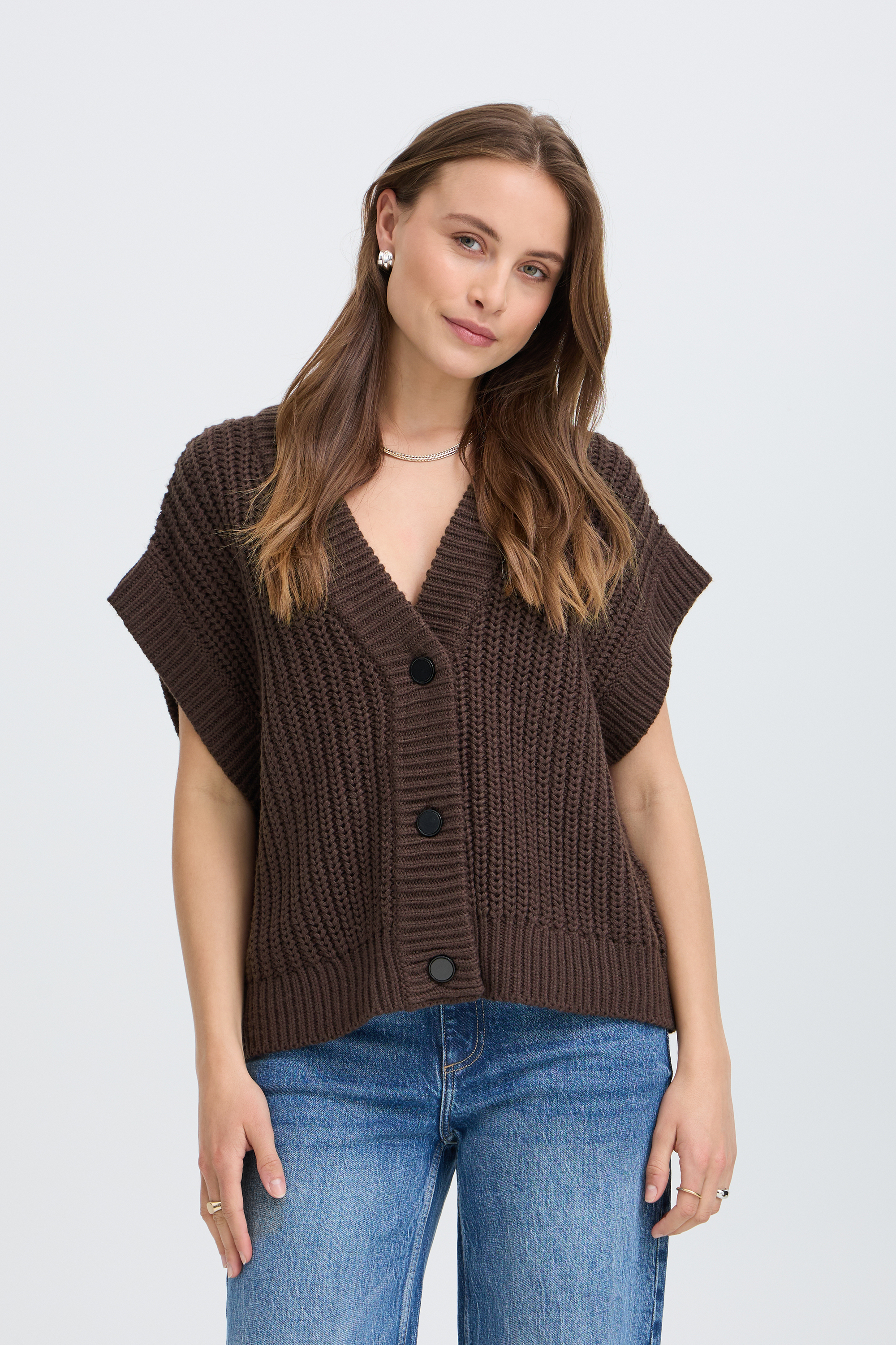 Gilet en maille sans manches, coupe ample, B.YOUNG