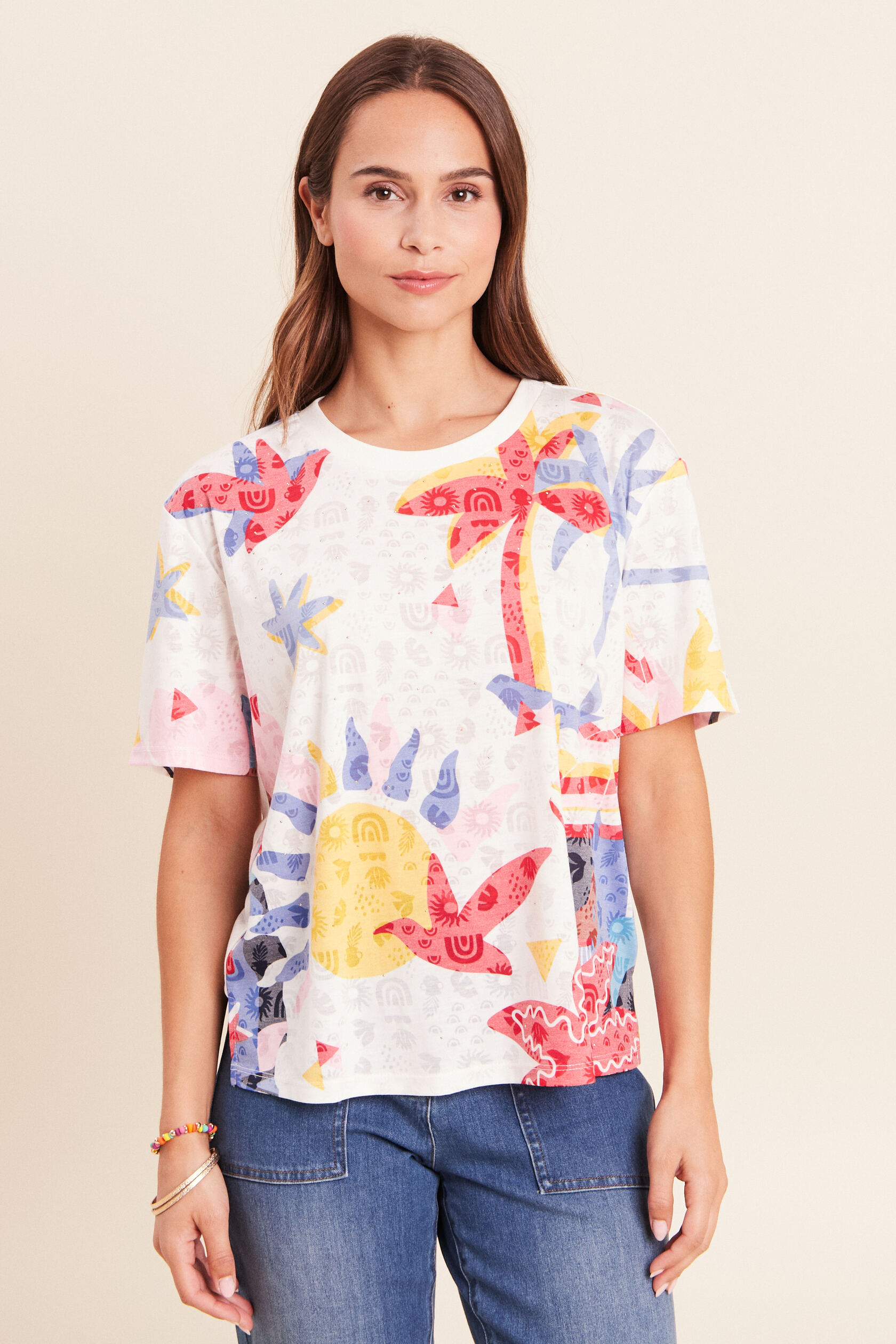 T-shirt ample col rond manches courtes, BREAL