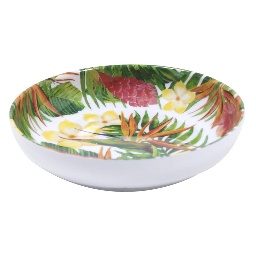 Assiette creuse mélamine Fleurs Exotiques 20 cm, LES JARDINS DE LA COMTESSE