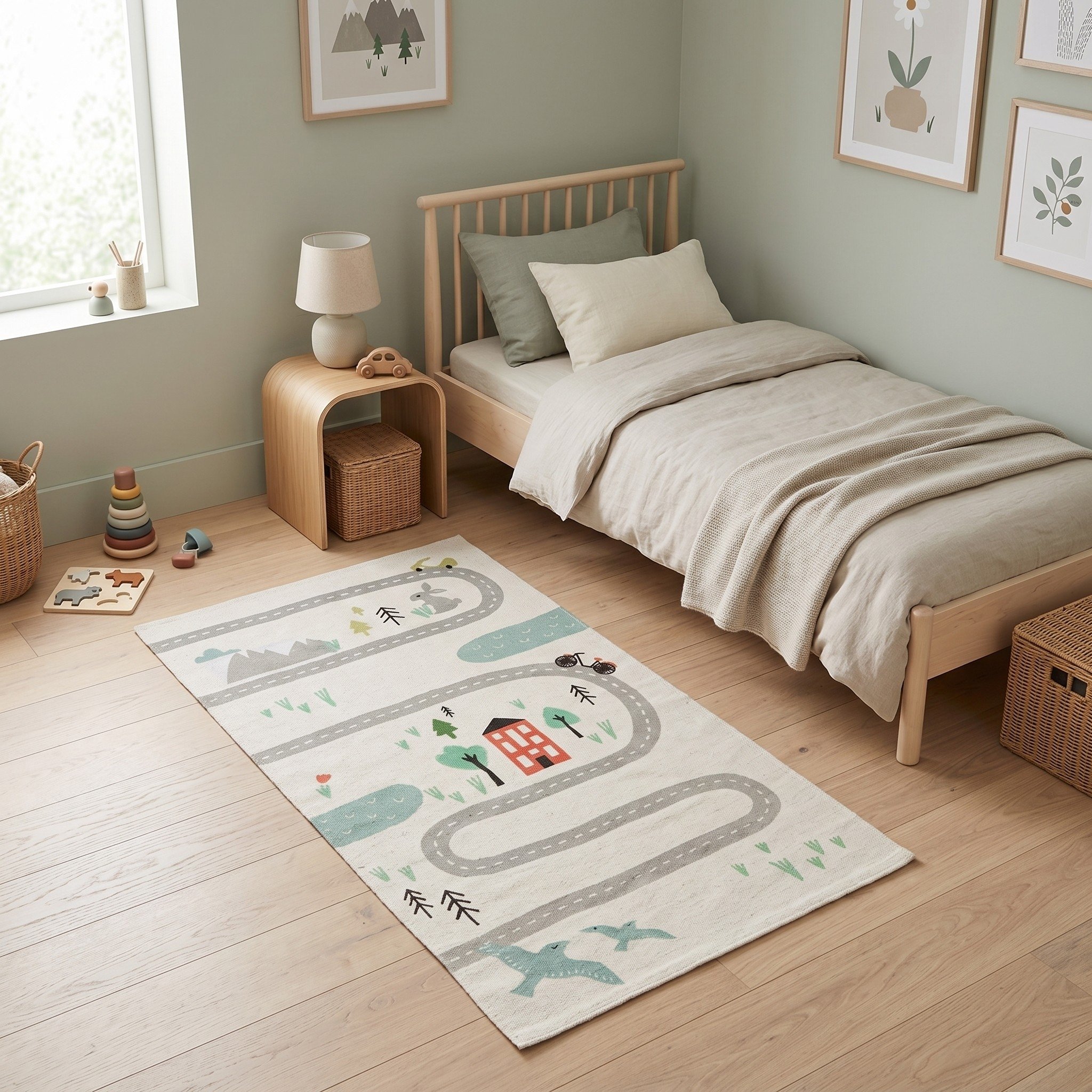 Tapis enfant en coton circuit de voiture KIDS ROAD, THE DECO FACTORY