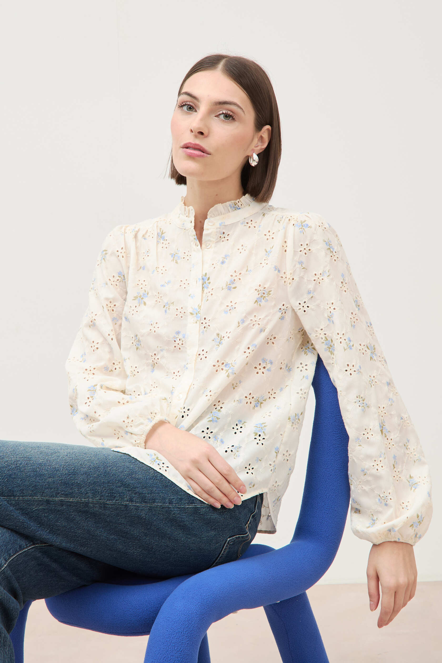 Chemise manches longues col mao, BONOBO