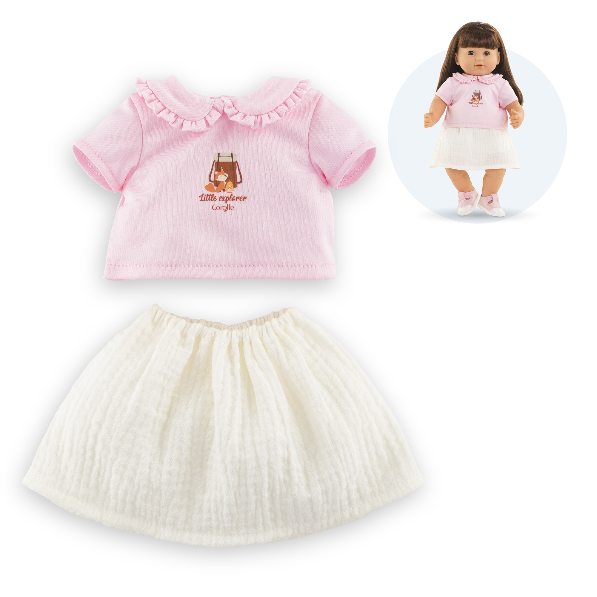 T-Shirt & Jupe Petit Explorateur pour poupon 36 cm, COROLLE