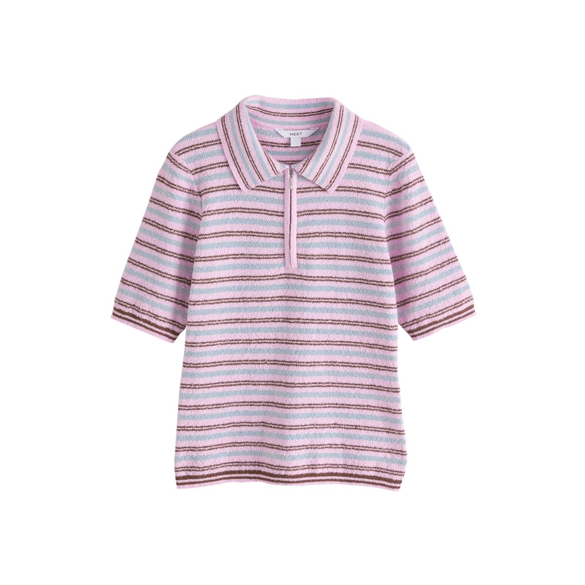 Polo aspect maille manches courtes/col zippé, NEXT