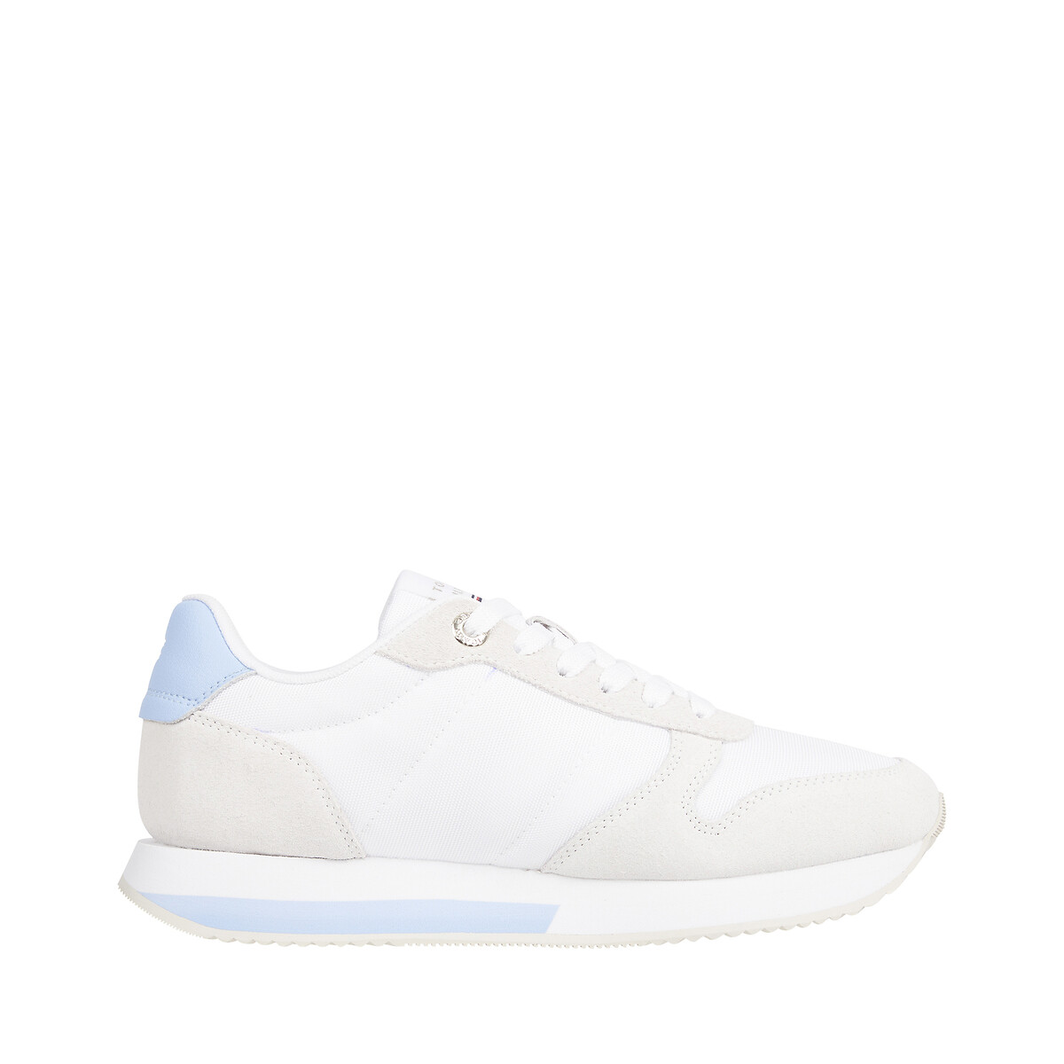 Leather runner trainers, white/blue, Tommy Hilfiger | La Redoute