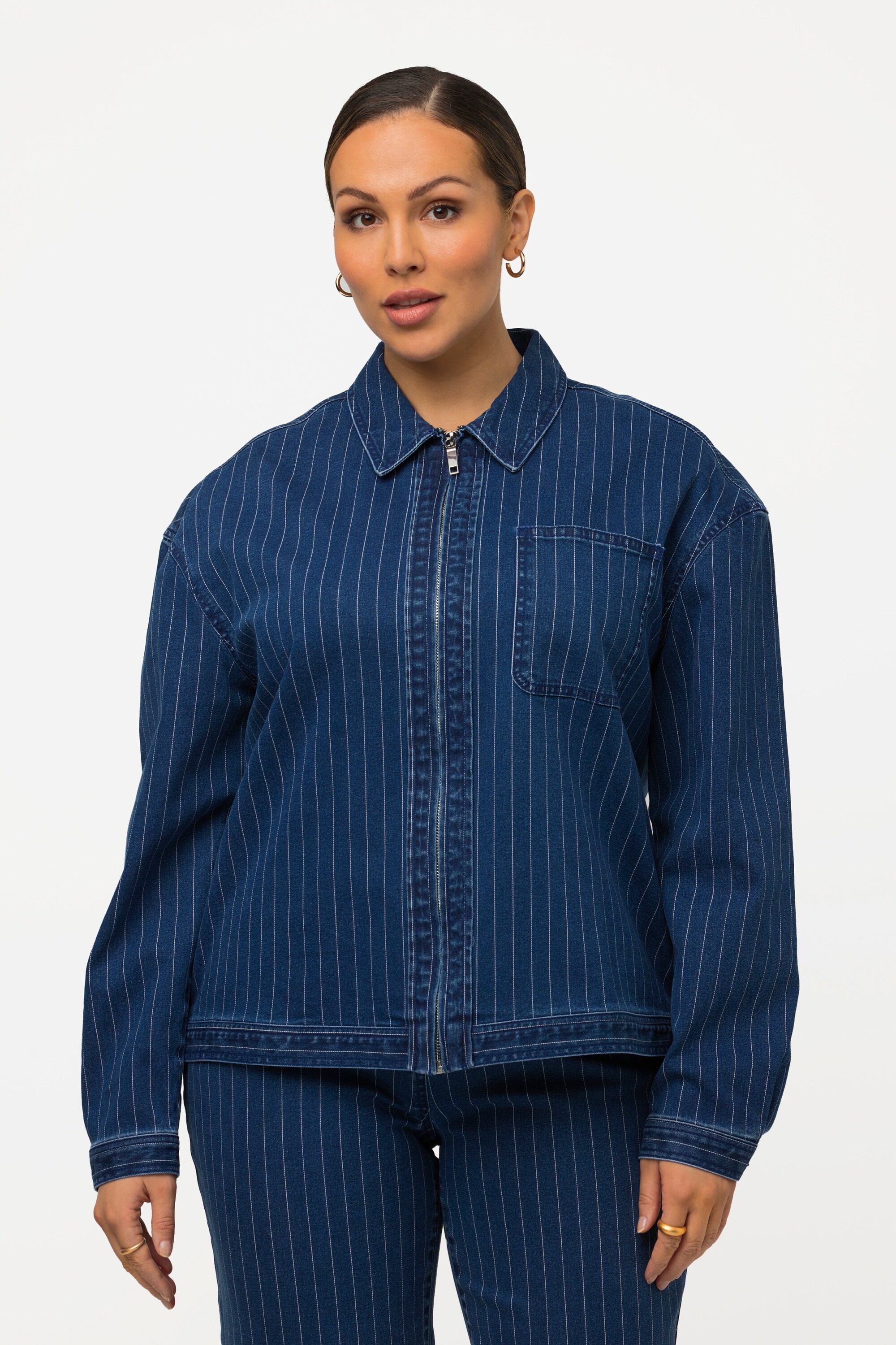 Veste en jean à fines rayures, ULLA POPKEN
