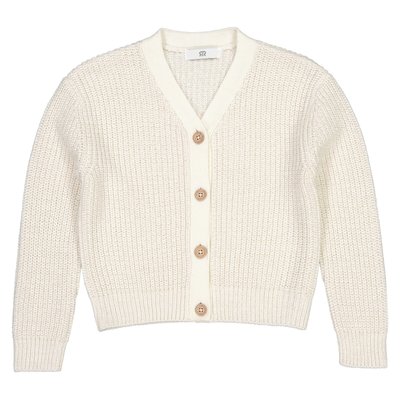 Cotton Mix Buttoned Cardigan with V-Neck LA REDOUTE COLLECTIONS