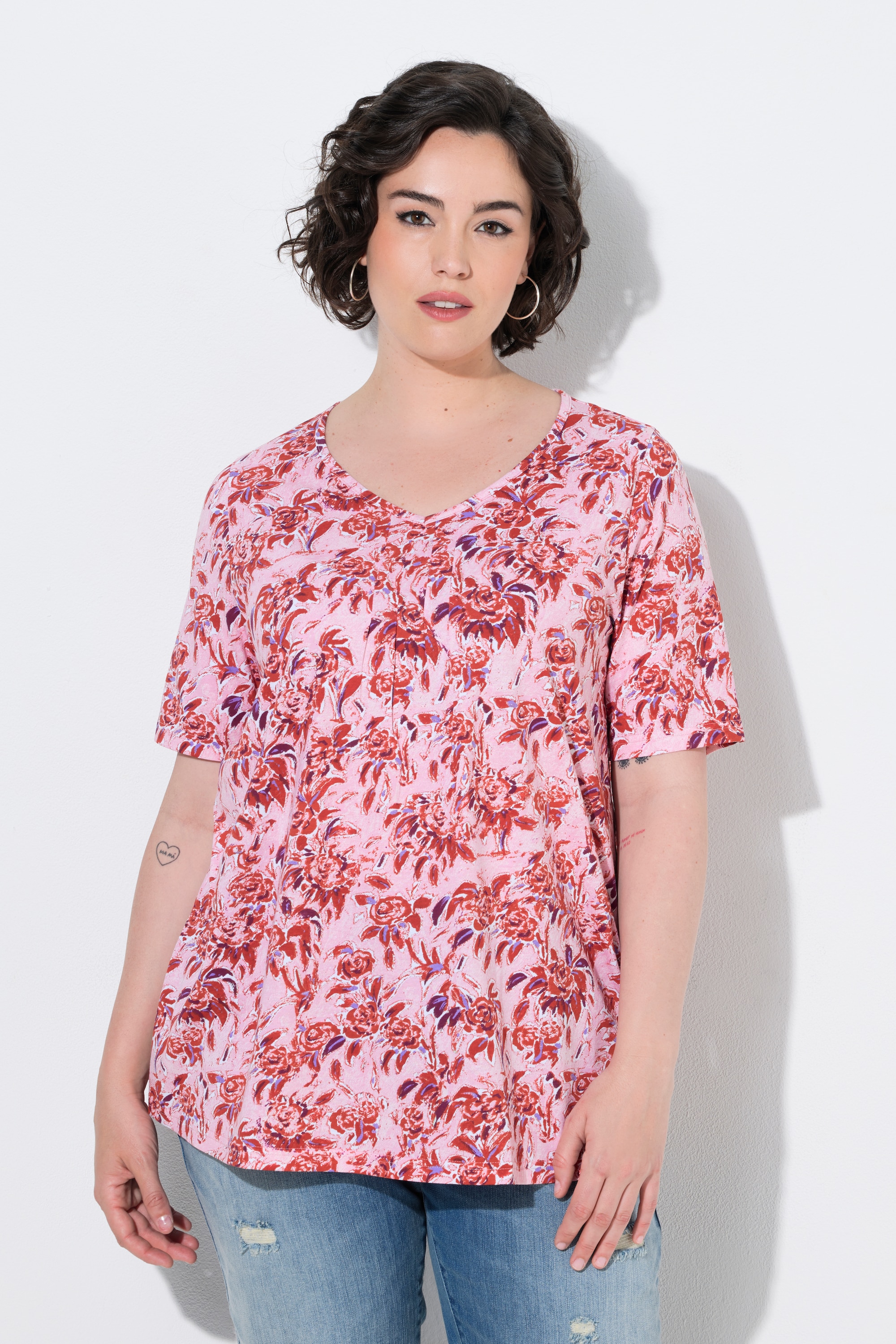 T-shirt motif floral, coupe évasée, ULLA POPKEN