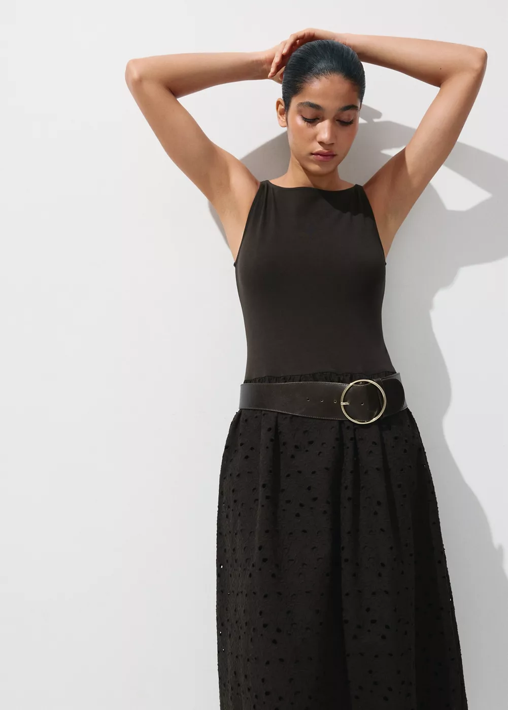 Robe combinée broderie ajourée, MANGO