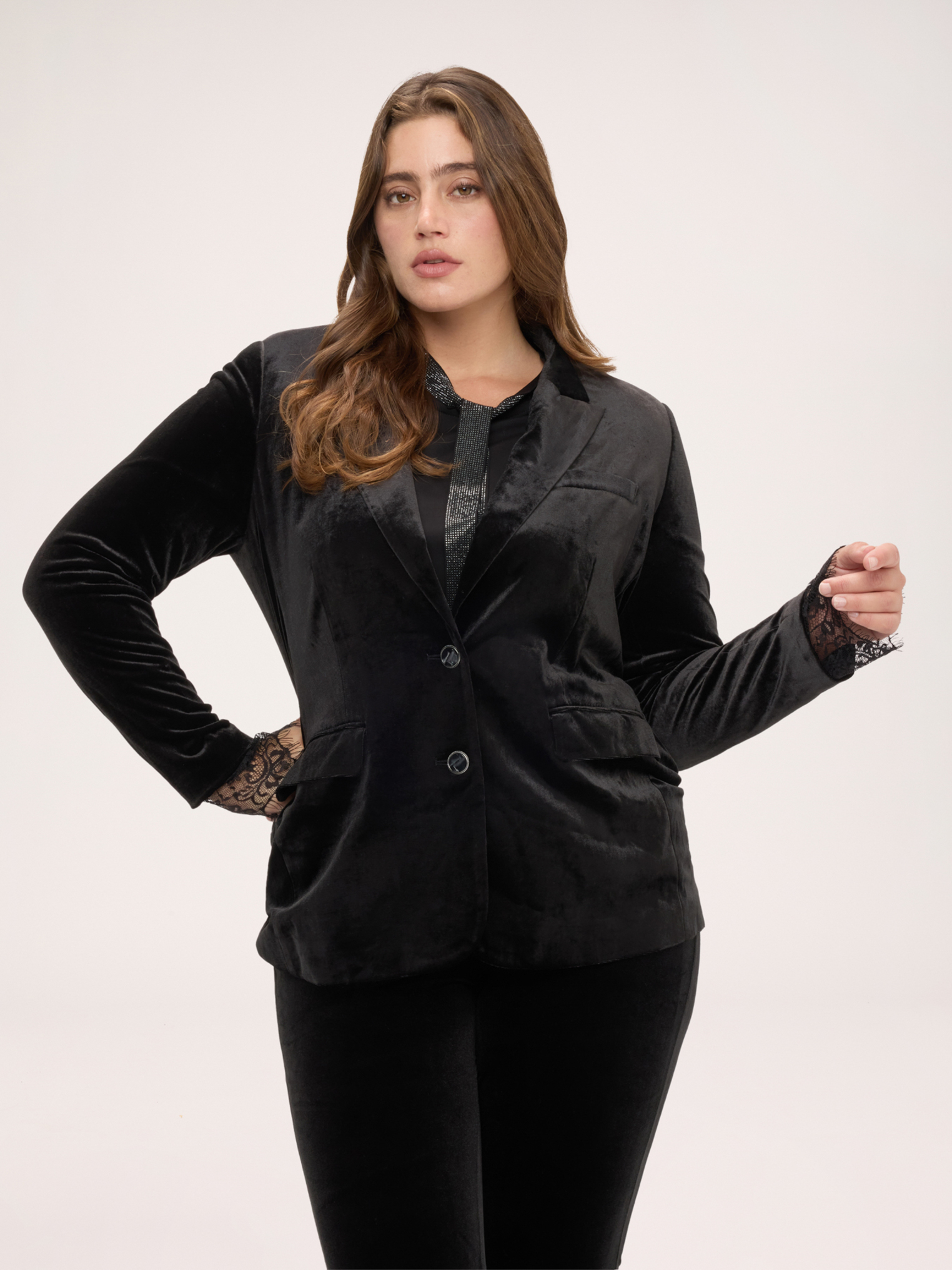 Blazer avec poignets en dentelle, FIORELLA RUBINO