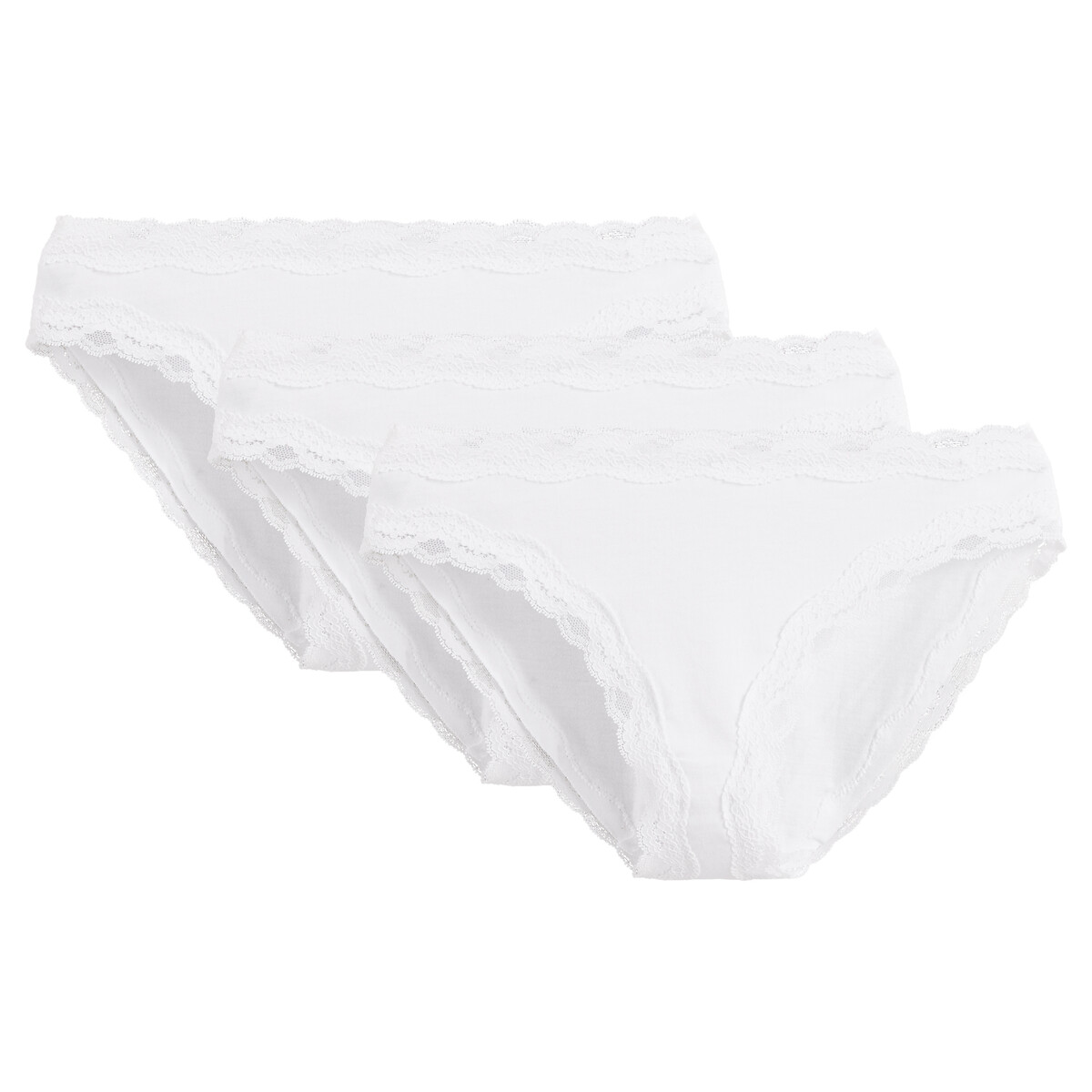Pack of 3 Knickers in Cotton with Lace