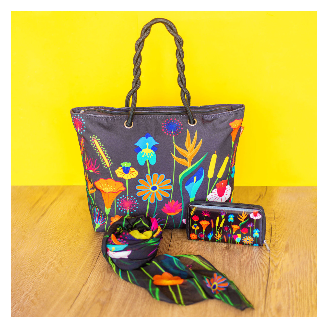 Sac Cabas Pylones My Daily Bag - Motif Palette - 48x34 Cm - Polyester - Poche Intérieure