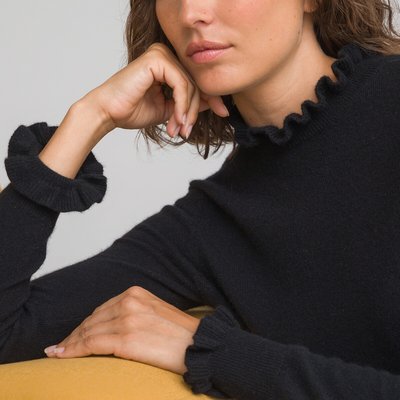 Cashmere/Wool Jumper/Sweater with High Ruffled Neck LA REDOUTE COLLECTIONS