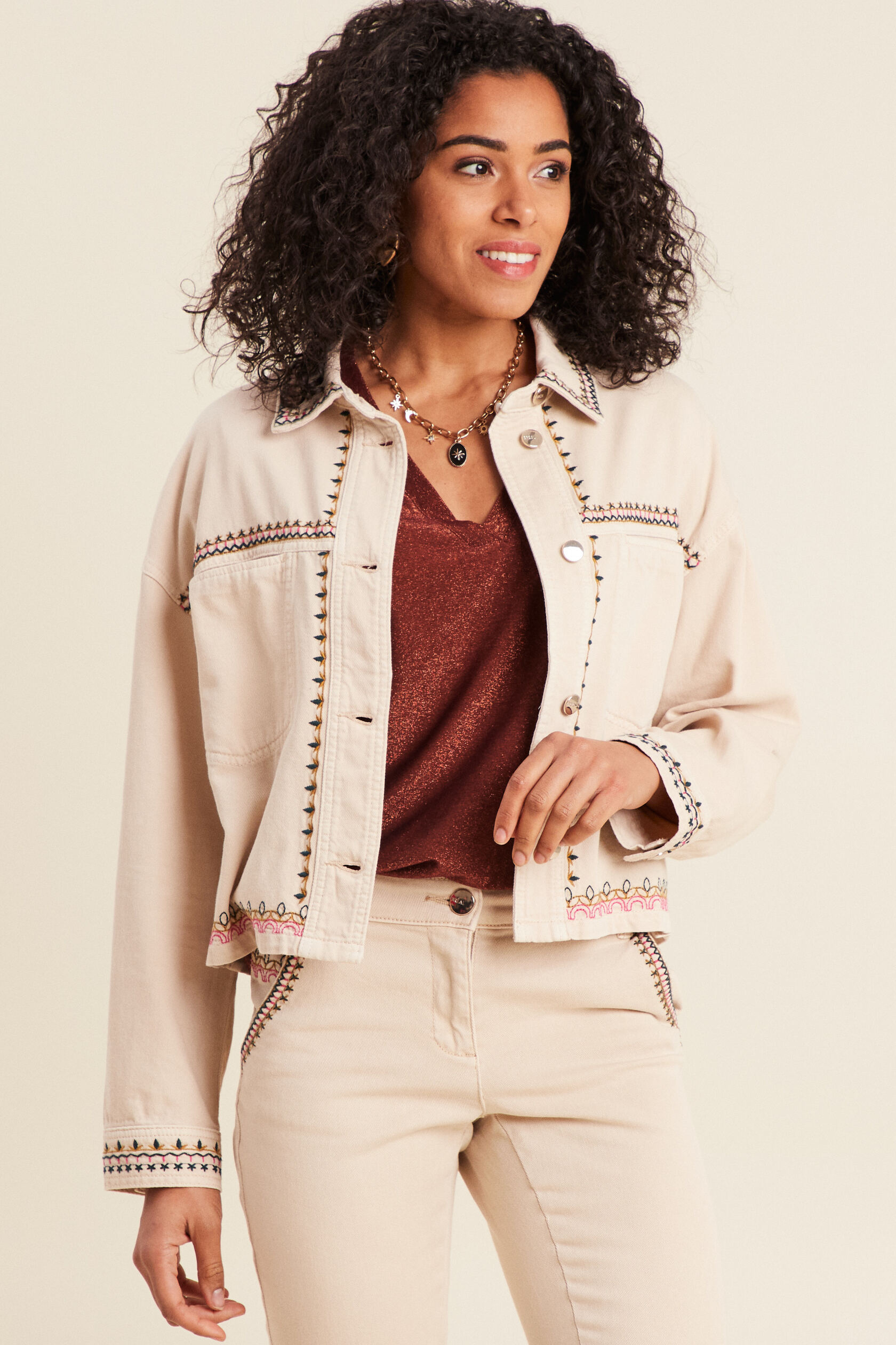Veste en jean brodée, BREAL