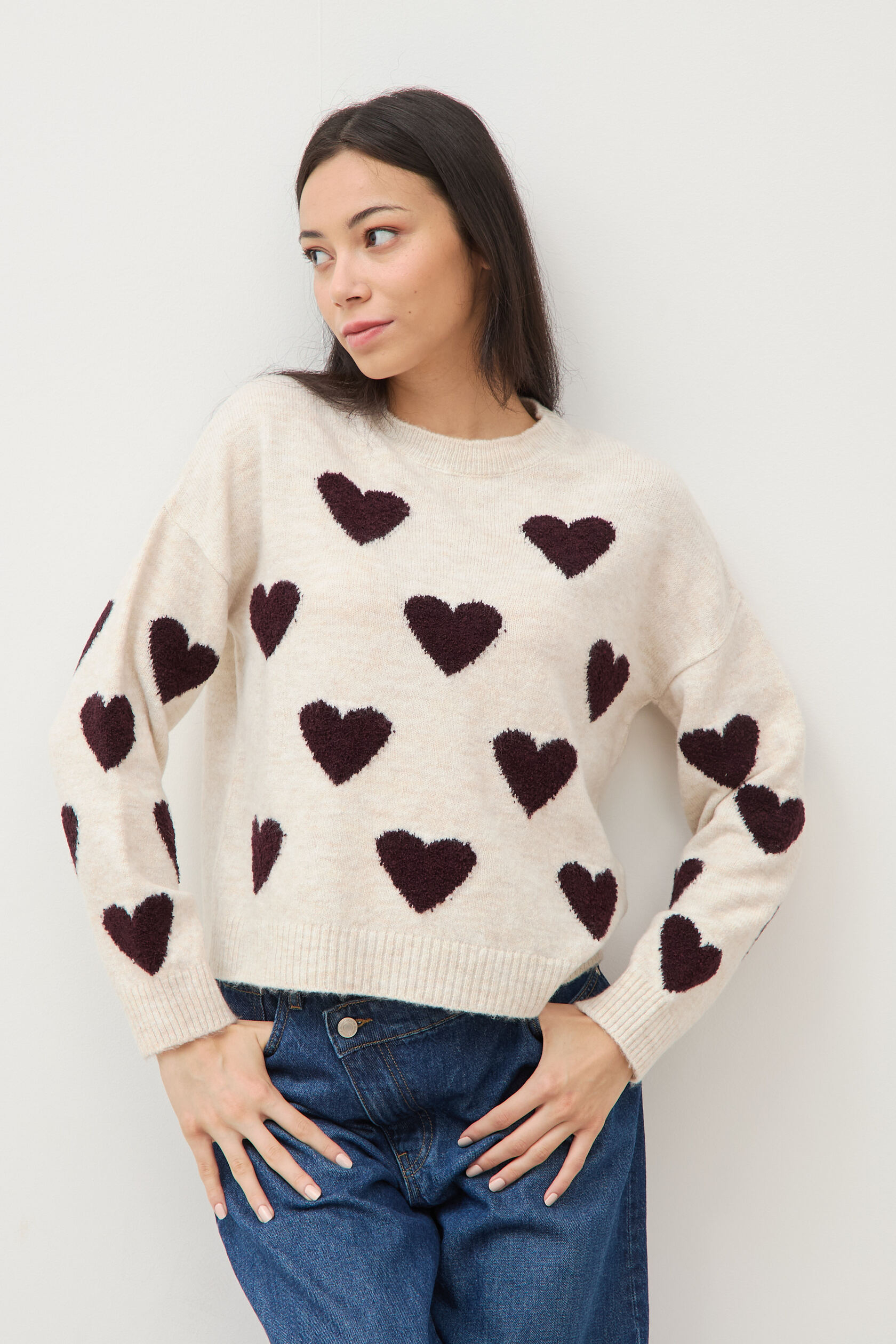 Pull manches longues bouclette col rond, BONOBO