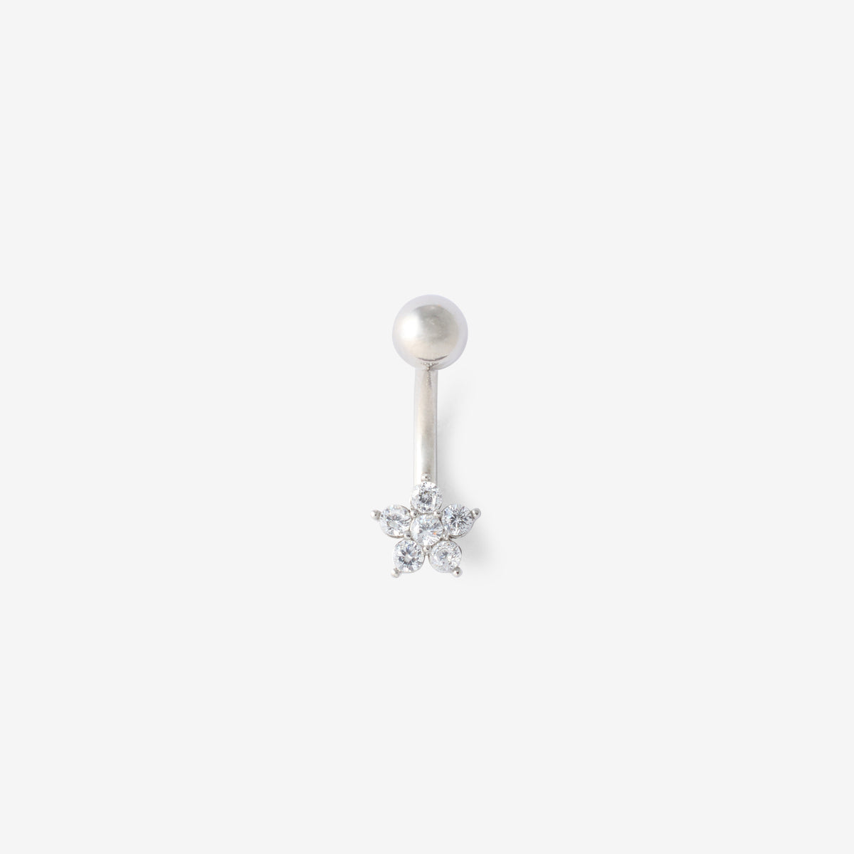Piercing nombril fleur en acier inoxydable avec strass de zirconium, BALABOOSTE