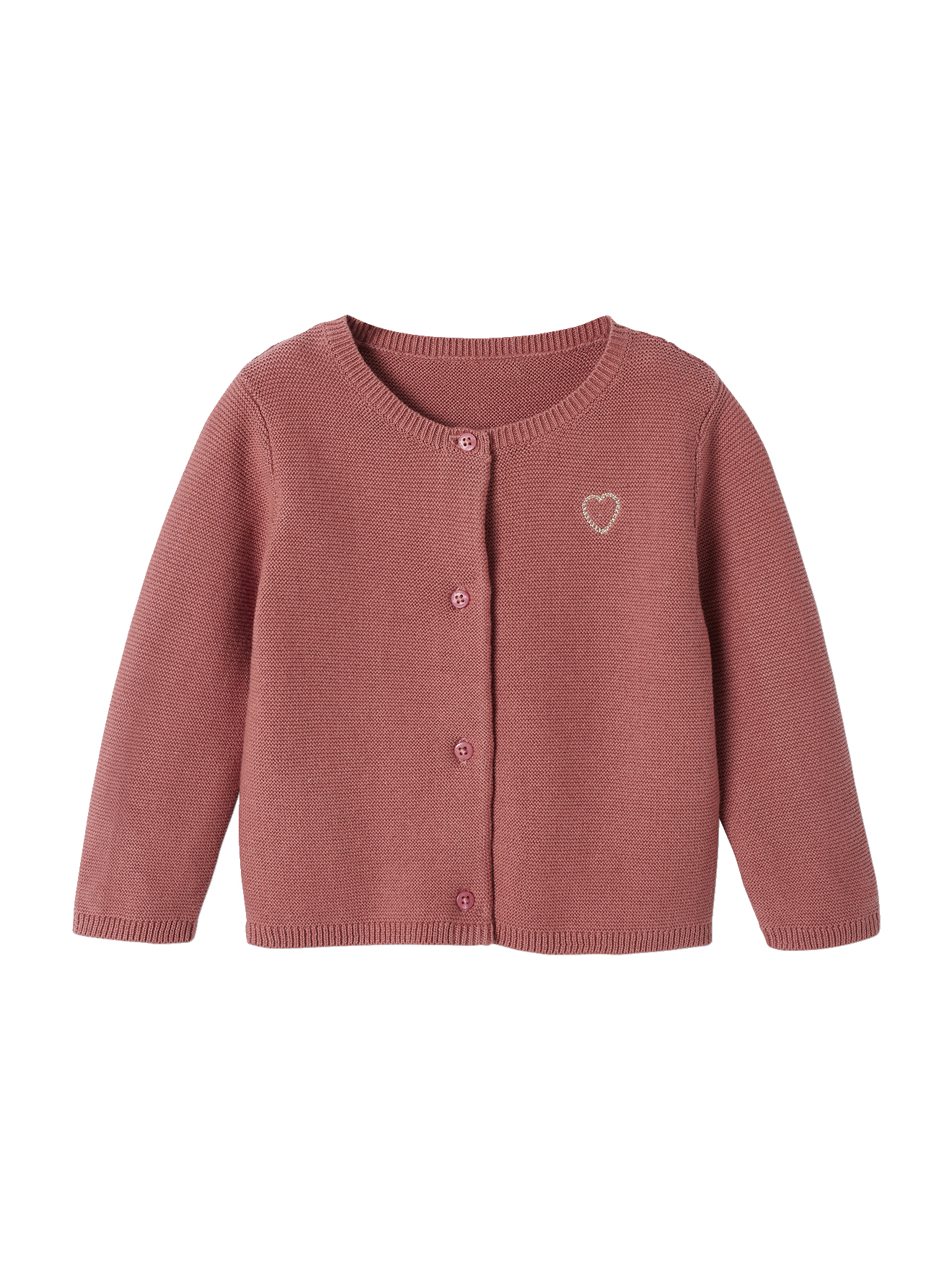 Cardigan broderie dorée coeur, VERTBAUDET