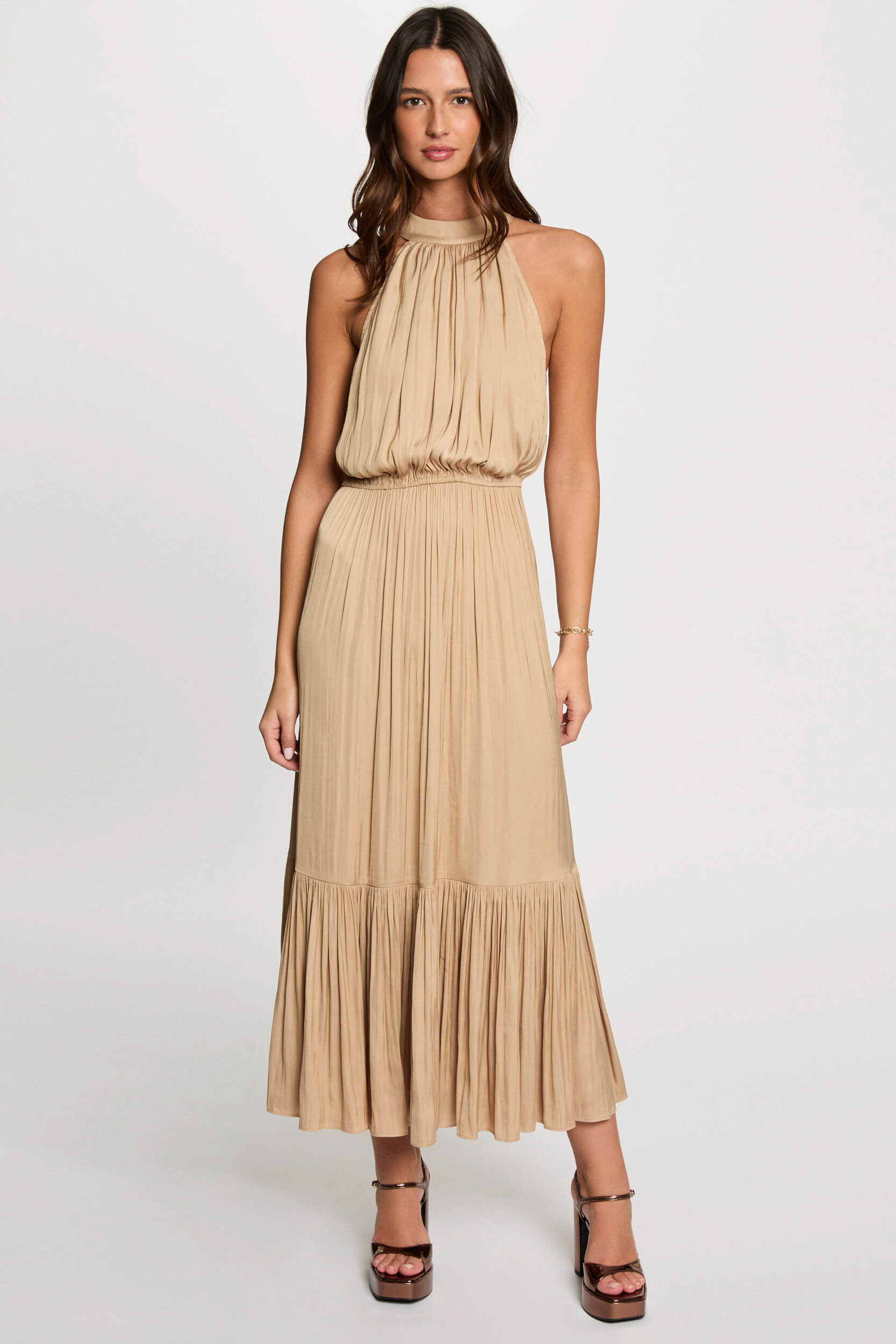 Robe longue évasée fluide, MORGAN