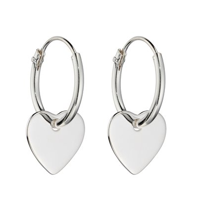 Sterling Silver Heart Charm 10mm Hoop Earrings BEGINNINGS