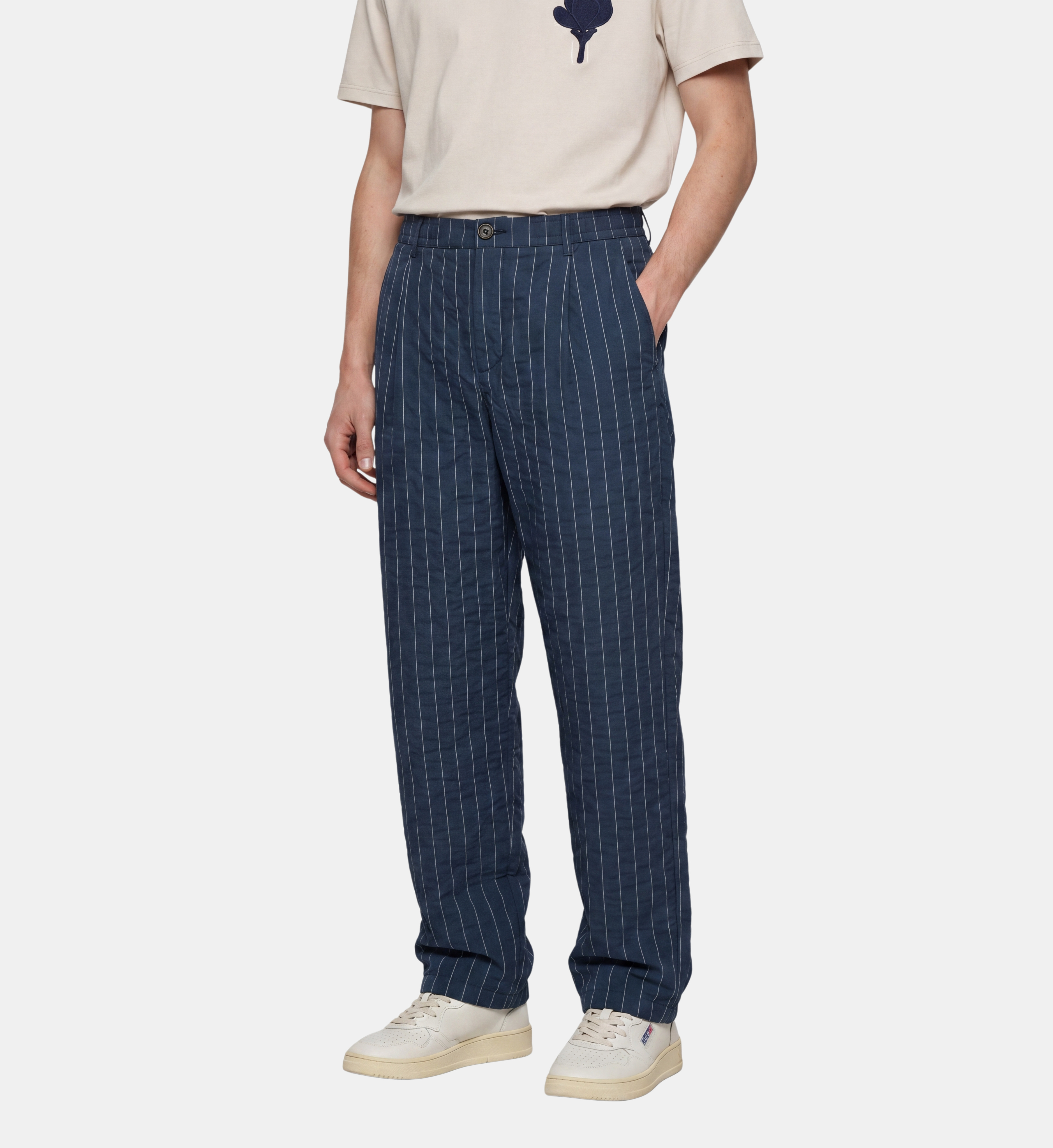 Pantalon droit teerpan rayé seersucker coton, GALERIES LAFAYETTE