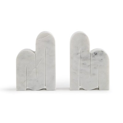 Set of 2 Tropea Marble Bookends AM.PM