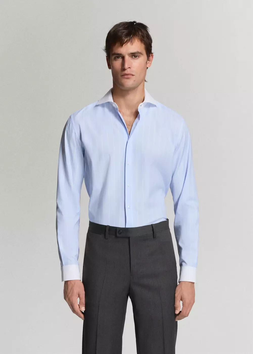 Chemise costume slim-fit 100 % coton à rayures, MANGO MAN