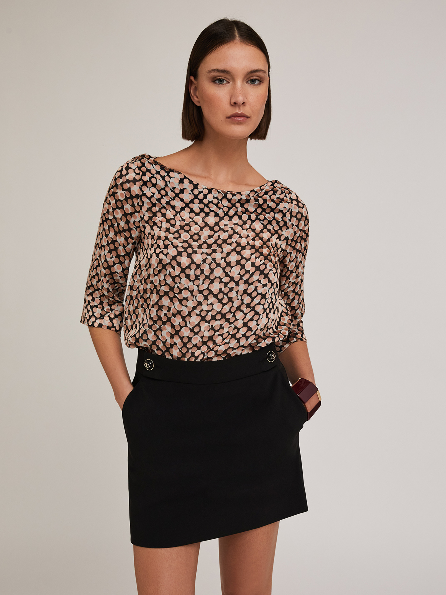 Blouse à imprimé dévoré à pois, MOTIVI
