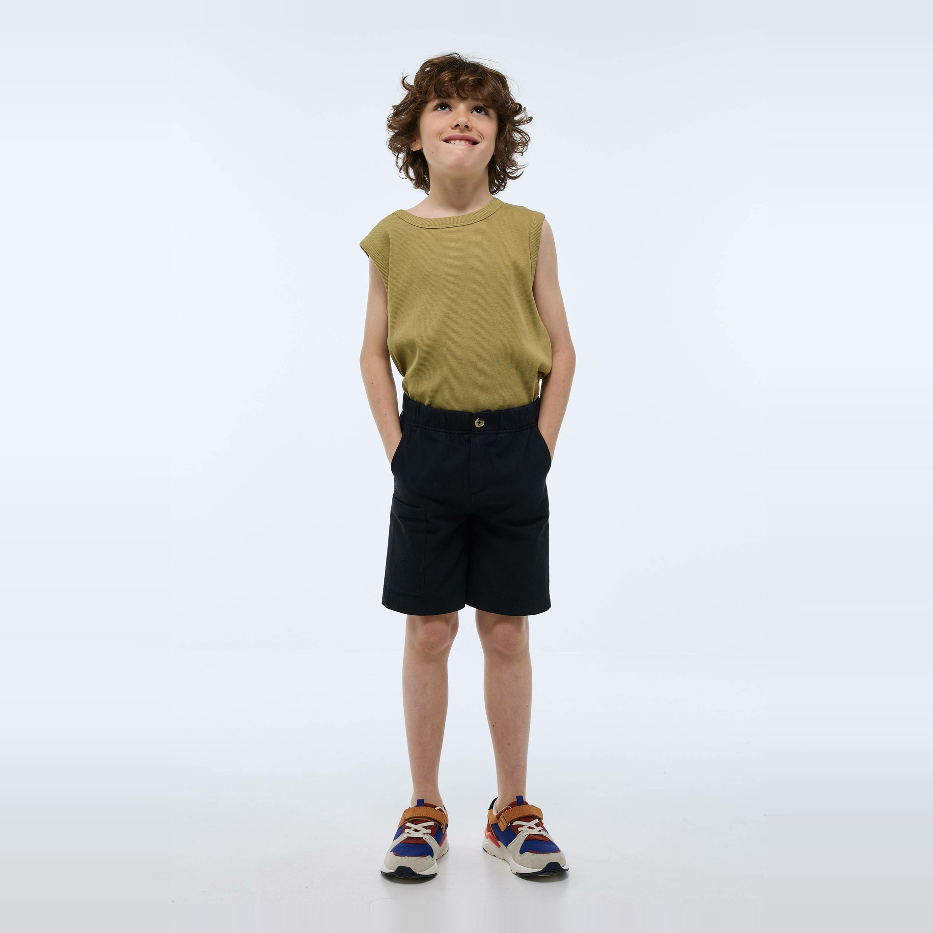 Short cargo uni en twill en coton, MONOPRIX