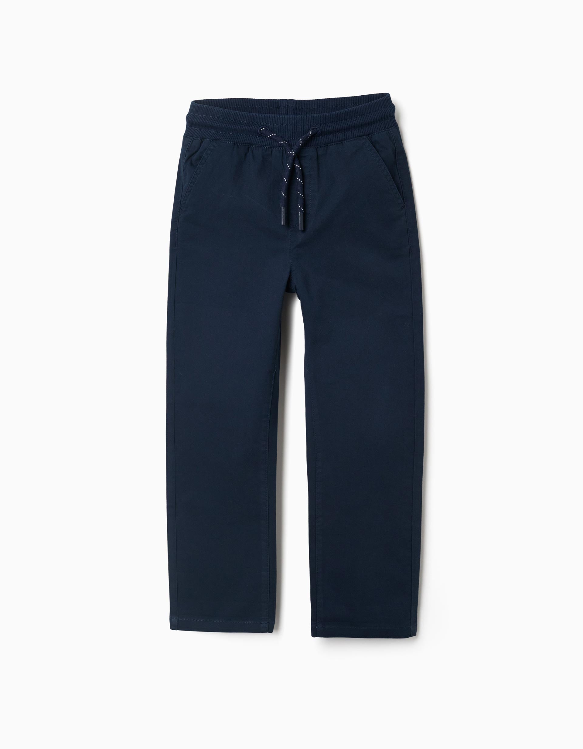 Pantalon en sergé à coupe droite avec cordon de serrage, ZIPPY
